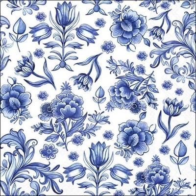 AMBIENTE LUNCH SERVIETTEN - 33cm - 4er oder 20er Pack - DELFTER BLAUER BLUMEN - L2026.59