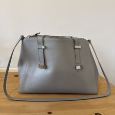 TED BAKER Large Bovine Grained Leather 'ALEXIIS'  Bag in Grey