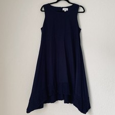 Elle Dress Women 12 Navy Blue Sleeveless Sharkbite Nautical Preppy Cocktail