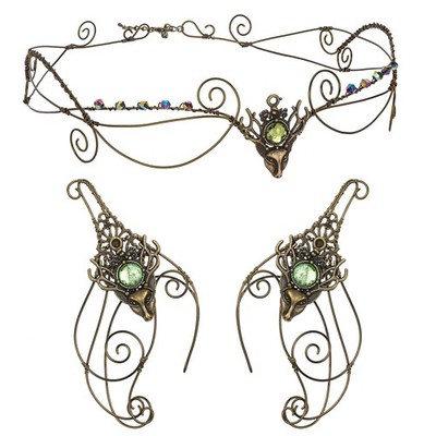 CoTeeZa Fairy Elf Ear Cuffs Set  2 Pcs Medieval Celtic Crown Handmade Butterf...