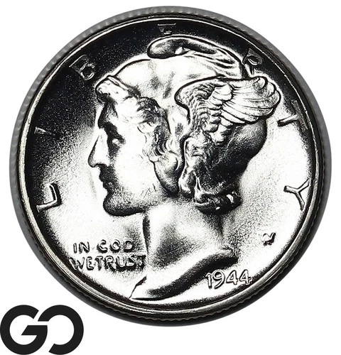 1944-S Mercury Dime Full Bands Superb Gem BU++, Gorgeous Blazer