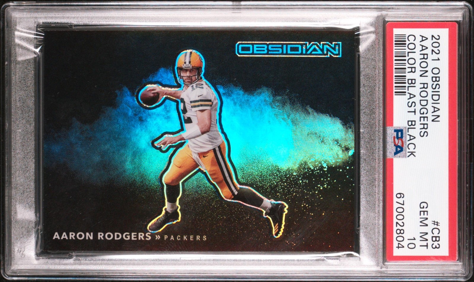 Aaron Rodgers 2021 Panini Obsidian #CB3 Black Color Blast PSA 10