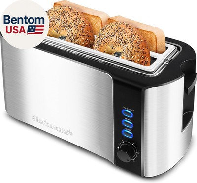 ECT-3100 Long Slot 4 Slice Toaster, Reheat, 6 Toast Settings, Defrost, Cancel Fu