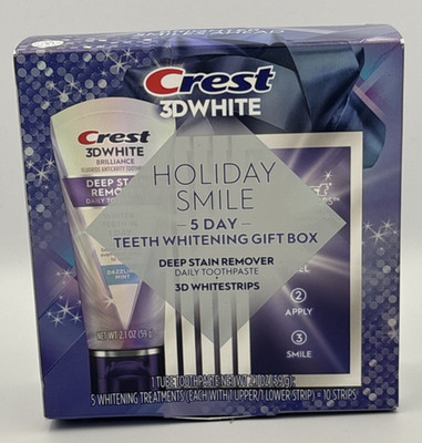 Crest 3D White Brilliance holiday smile teeth whitening gift box Toothpaste Mint