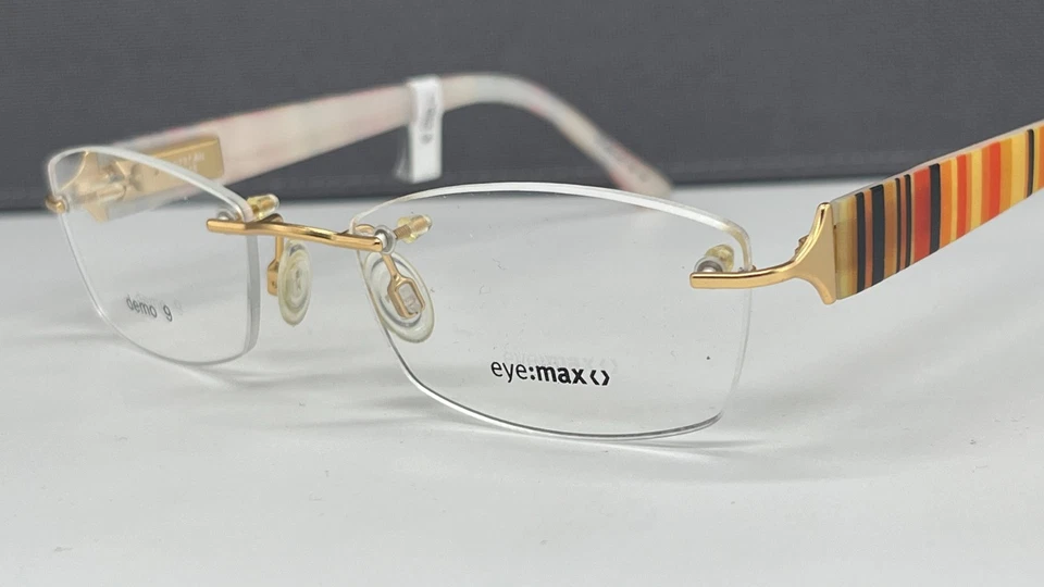 Brille Herren Damen eckig gold randlos Eye max KT 5737 bunt orange gelb - Bild 4 von 4