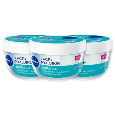 NIVEA FACE+ Hyaluron Hydro Gel 3 x 100 ml 72h Feuchtigkeit ultraleichte Textur