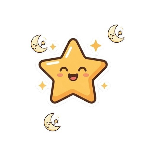 Creative Vinyl Sticker A Cheerful Star , Funny star Decals, PDF file#05