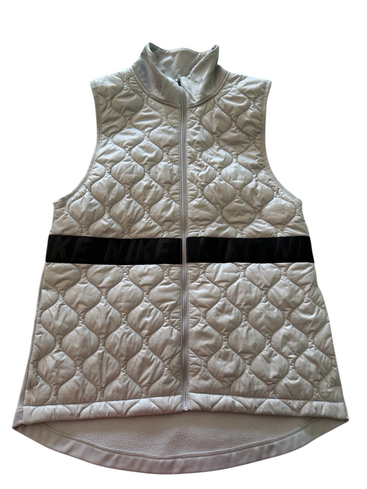Nike AeroLayer Womens Quilted Thermal Running Vest Sz S Gray Black Athletic Zip