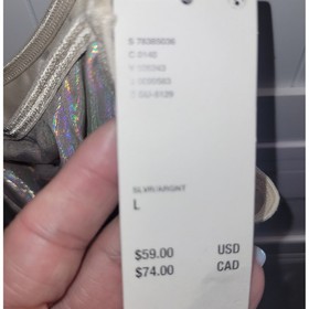 Urban Outfitters Out From Under Holographic Corset Top Ivory Silver L Large