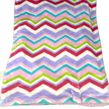 HB Pink Purple Green Blue Chevron Baby Blanket Sherpa Zig Zag Hudson Baby Lovey