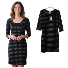 NWT Max Studio M.S.S.P Black Gray Dot 3/4 Sleeve Knit Dress Sz XL