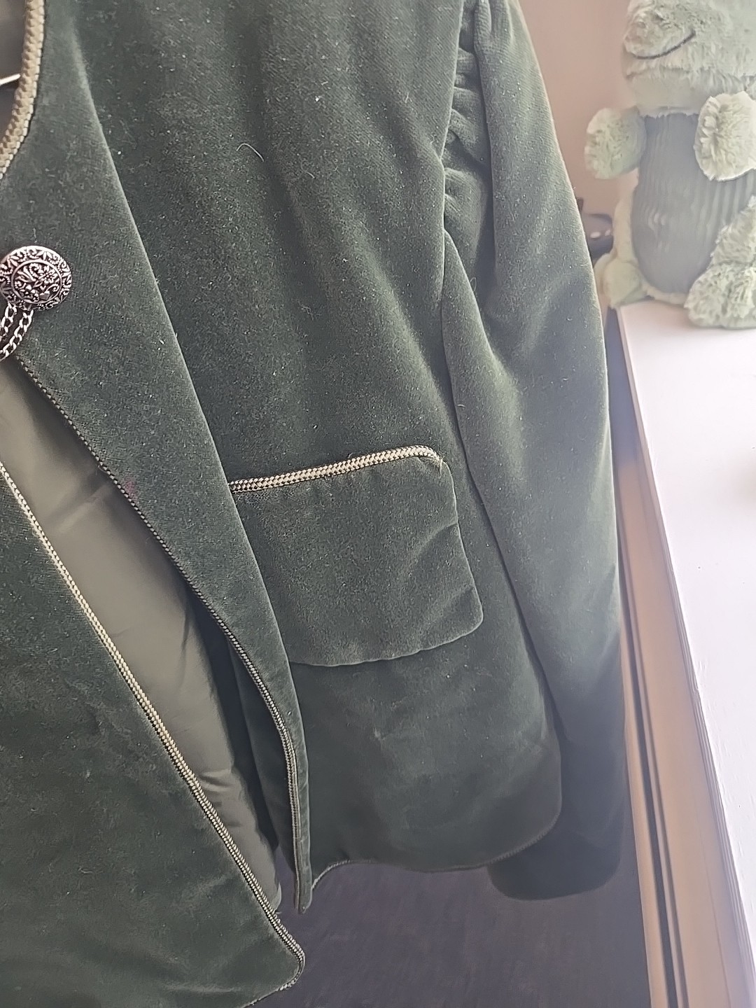 Vintage Miss O By Oscar Dela Renta Velvet Blazer Open Forest Green Women's Sz 12