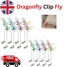 8X Lifelike 3D Dragonfly Clip Fly Deterrent Bug Repellent Garden Stakes Decor