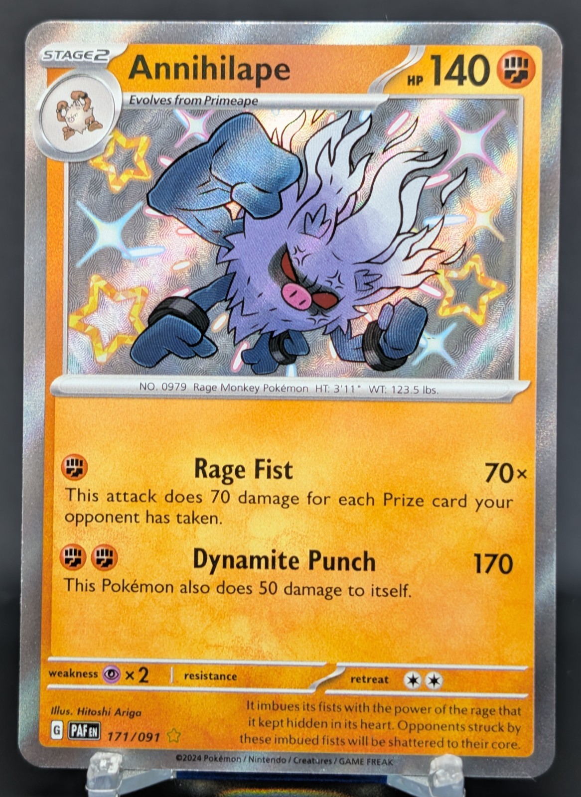 Pokemon Annihilape #171/091 English Paldean Fates Shiny Rare