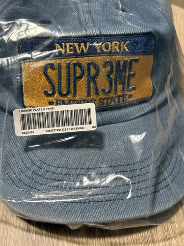 Plaque d'immatriculation suprême chapeau 6 panneaux denim SS25