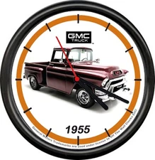 Licensed 1955 GMC Dark Red Stepside Pickup Truck General Motors Wall Clock