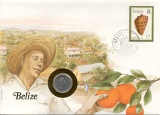 superbe enveloppe BELIZE BELICE pièce de monnaie COIN 5 CTS 1980 UNC NEW NEUVE