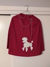 Vintage 1950's red Poodle Skirt Handmade White Poodle with Leash full skirt