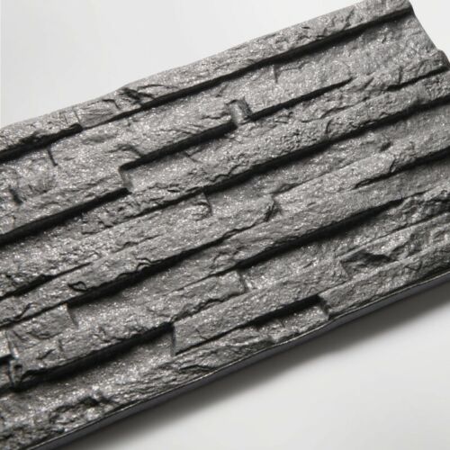 CUT SAMPLE Rock Black Split Face Matt Brick Porcelain Wall & Floor Tiles - Picture 1 of 6