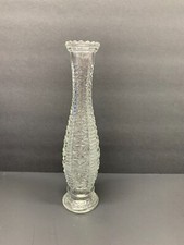 Flower Bud Vase Clear Glass 10" Tall Raised Design PCV5