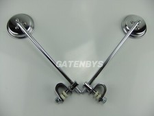 Pair Chrome 2x Long 11" Stem Clamp On Scooter Mirrors Motorcycle Lambretta Vespa