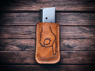 Made in USA - You Looked! - Laser Engraved Leather Magazine Holder Belt Clip