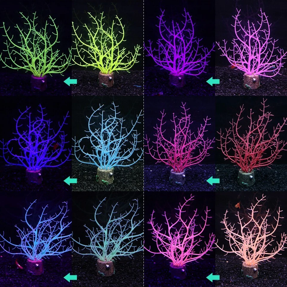 Accesorios de decoración de coral para acuario pecera artificial brillante de silicona Foto 2 de 4