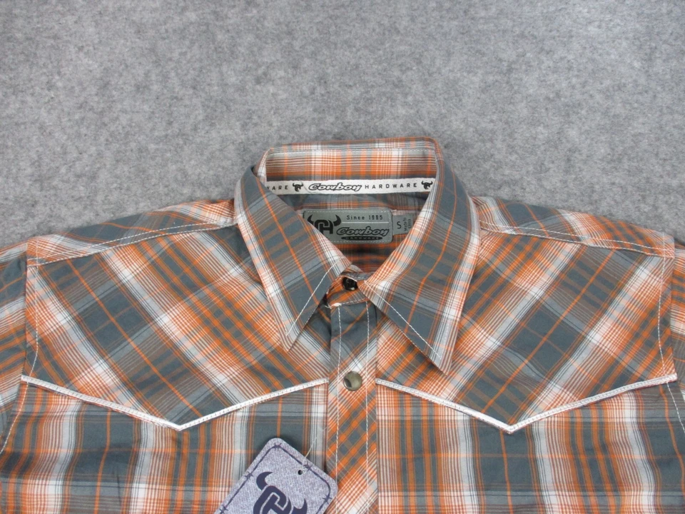 Camisa Vaquera Hardware Para Hombres Pequeña Naranja Gris Perla Snap Rancher Rodeo Nueva con Etiquetas Foto 2 de 4