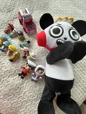 Lot 14 Pcs Ryan's World Toy Figures FireTruck Bonkers Toy Company L Doll Works