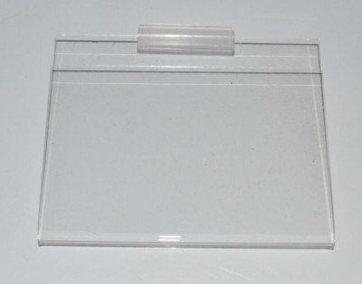 Acrylic Slatwall Sign Holder, Horizontal, Landscape, 3.5'' H x 5.5'' W, NEW