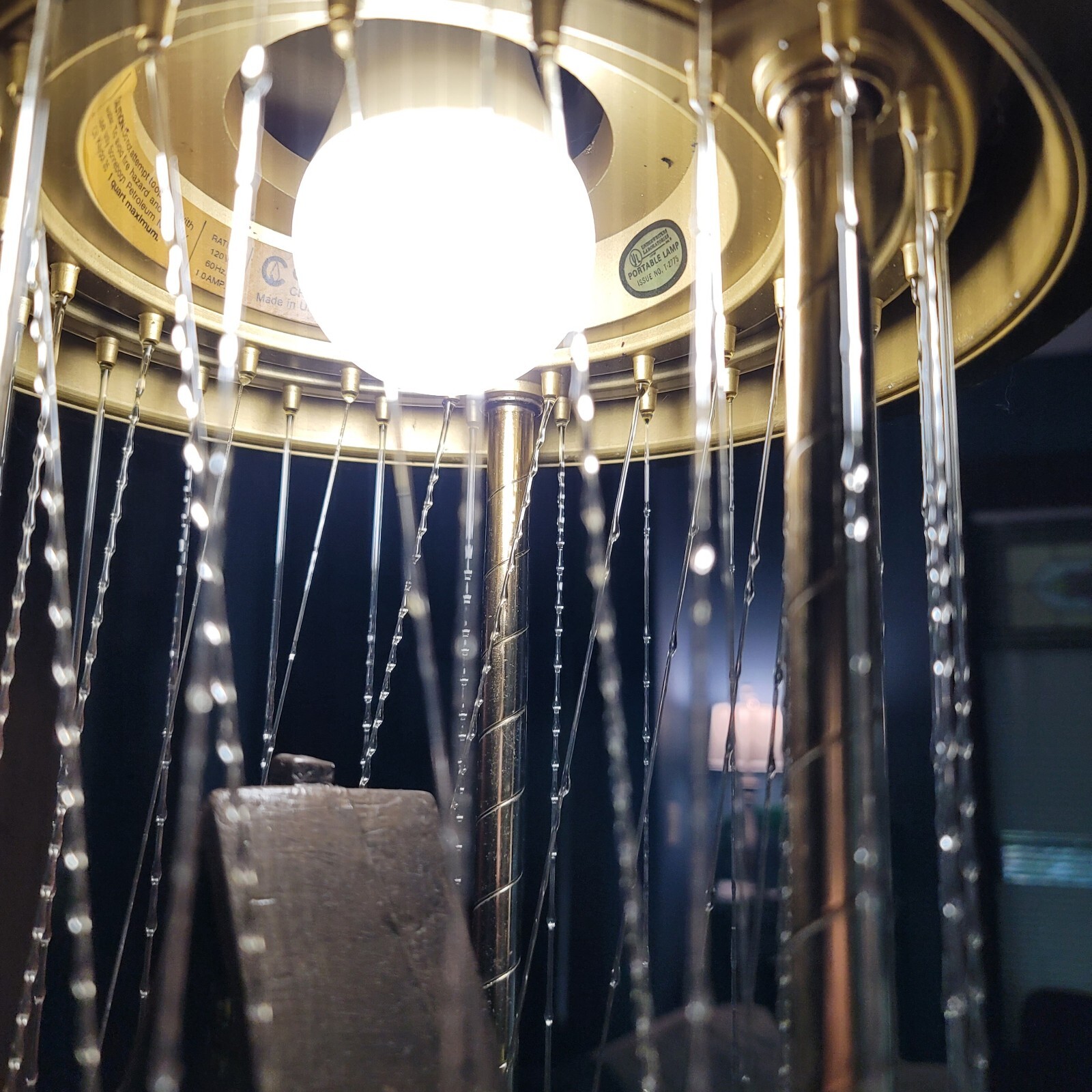 Antique Oil Lamp, Water Wheel, Vintage 70s Hanging Mineral Oil Rain