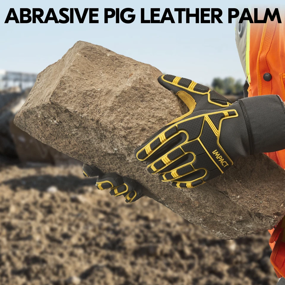 Vgo 1 par de guantes de trabajo de cuero para hombre, guantes mecánicos (PA7756) Foto 4 de 4