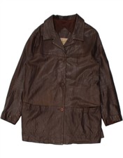 Michel Womens Leather Coat Uk 16 Large Brown Leather Ap13