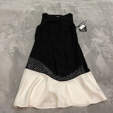 Nine West Sleeveless A-Line Trapeze Dress Black White Size 4 (stained)
