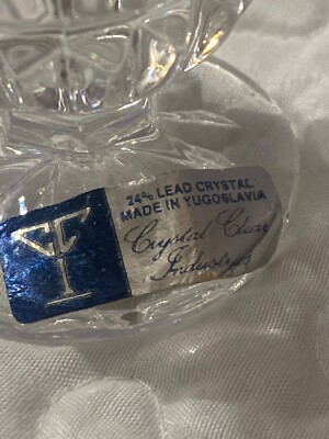 VINTAGE CRYSTAL CLEAR INDUSTRIES 24% LEAD CRYSTAL VASE YUGOSLAVIA
