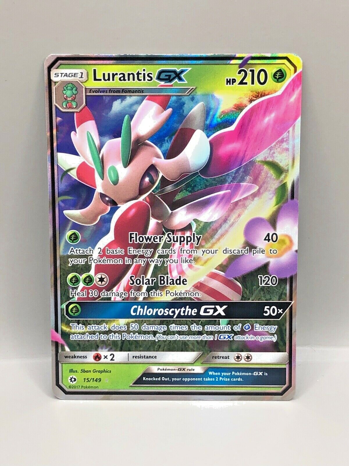 Pokemon TCG LURANTIS GX 15/149 Sun & Moon Ultra Rare - NM