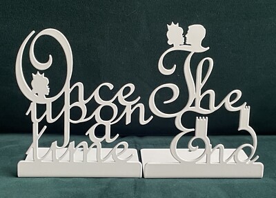 Heather Alstead White Metal Once Upon A Time The End Children s Bookends B1