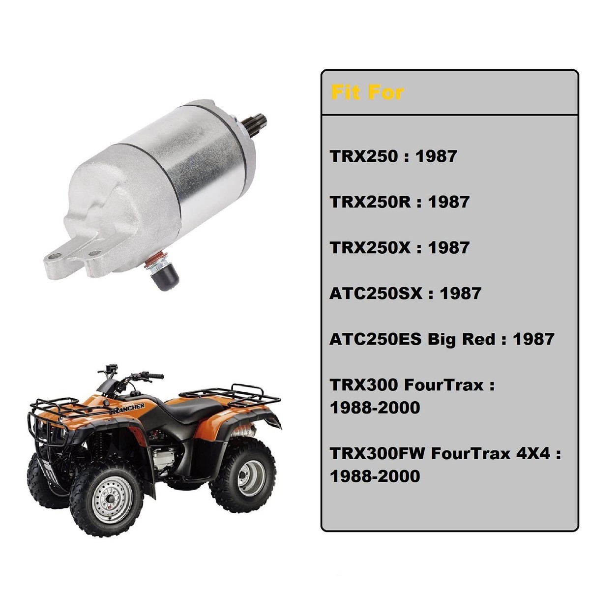 SOLÉNOÏDE DE RELAIS De Démarrage Pour TRX300 TRX300FW FOURTRAX 300 2X4 - Foto 11