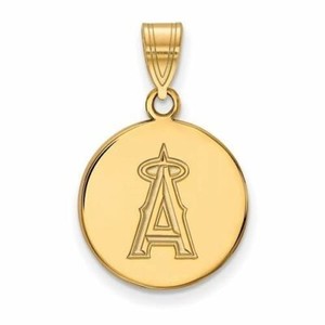 Authentic SS Gold-plated MLB Los Angeles Angels Medium Disc Pendant