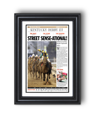 2007 Kentucky Derby ''STREET SENSE-ATIONAL!'' Street Sense Winner Framed Newspaper