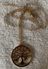 Tree of Life Necklace Jewelry Gold Tone Chain 18”-22” NEW Includes Gift Box