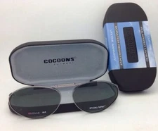COCOONS Grey Polarized Sunglasses/Eyeglasses Over Rx Clip-on OVL 6-54 Gunmetal