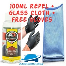 AUTOBRITE DIRECT 100ML REPEL RAIN REPELLENT WATER WINDSCREEN GLASS+GLASS CLOTH+G