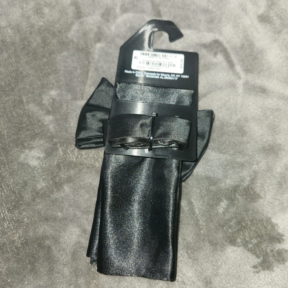 Nova gravata borboleta masculina preta Alfani e bolso quadrado cetim tamanho único - Imagem 4 de 4