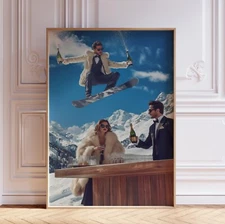 Apres Ski Bar Cart Wall Art Print Poster