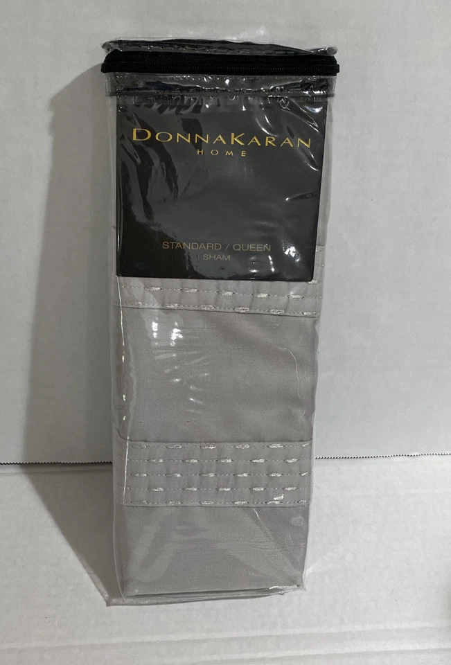 Donna Karan Essential Silky Stripe Collection Platinum STANDARD Sham  20"x30" - Image 2 of 4