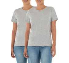 Time and Tru Women's Crew Neck Tee Size M 8-10 Gray Short Sleeve 2-Pack 