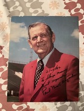 Paul Bear Bryant signed photo Alabama Crimson Tide Football