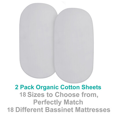 Bassinet Fitted Sheets 100% Organic Soft Cotton Sheets 2 Pack Multi-size Gray