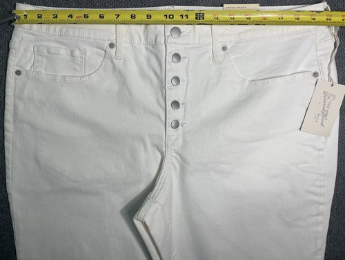 Pantalones de mezclilla rectos recortados de tiro alto blancos para mujer Universal Thread nuevos con etiquetas - Imagen 10 de 14